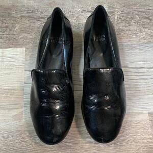 Eileen Fisher Black Patent Leather Loafers Size 6.5 Slip-On Flats